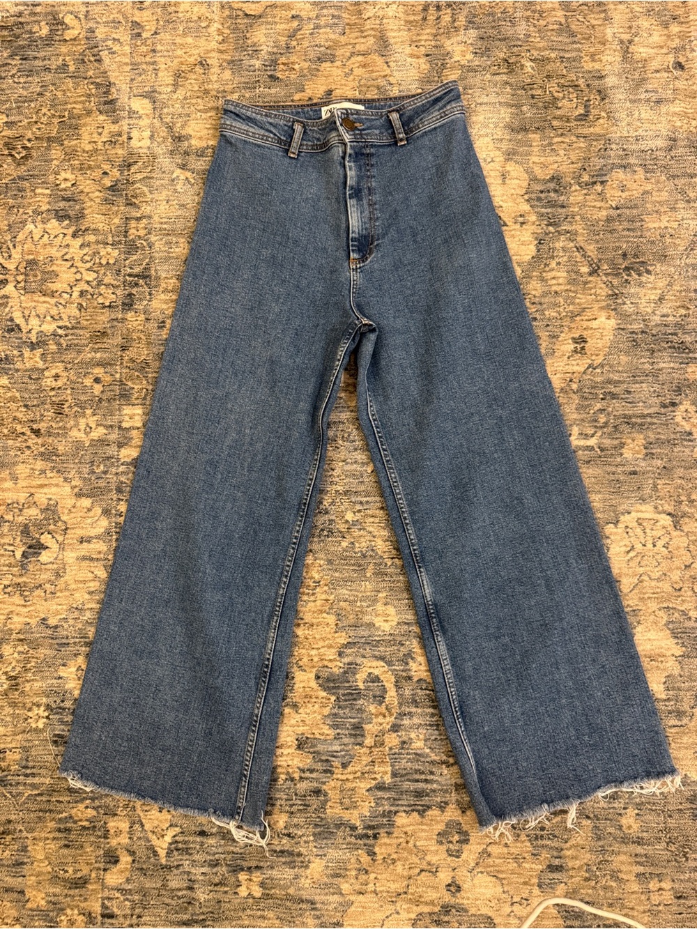ZARA Marine Straight Women's High-Rise Wide Leg Jeans - Blue - 8